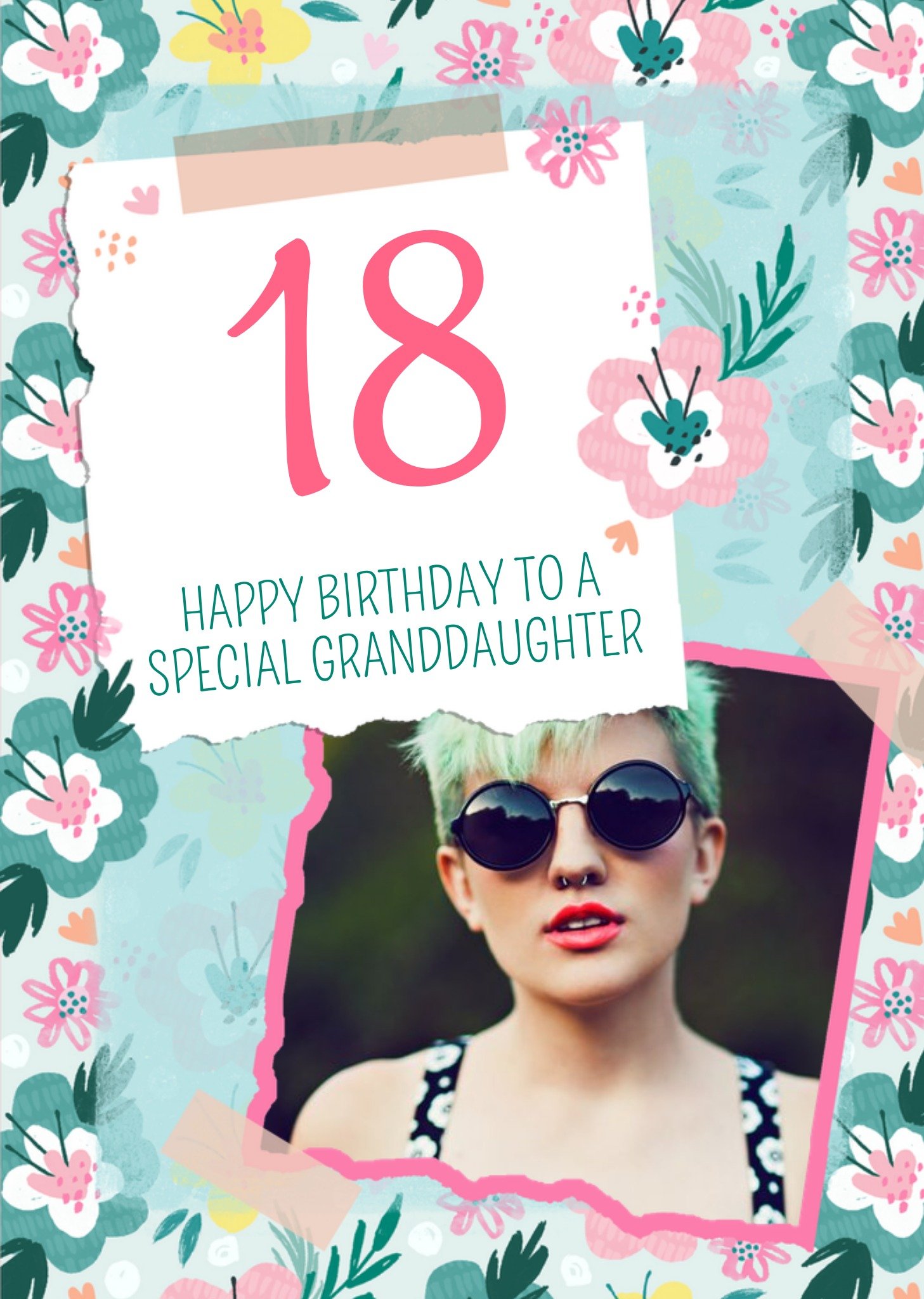 Moonpig Modern Illustrated Photo Upload 18th Birthday Special Granddaughter Card