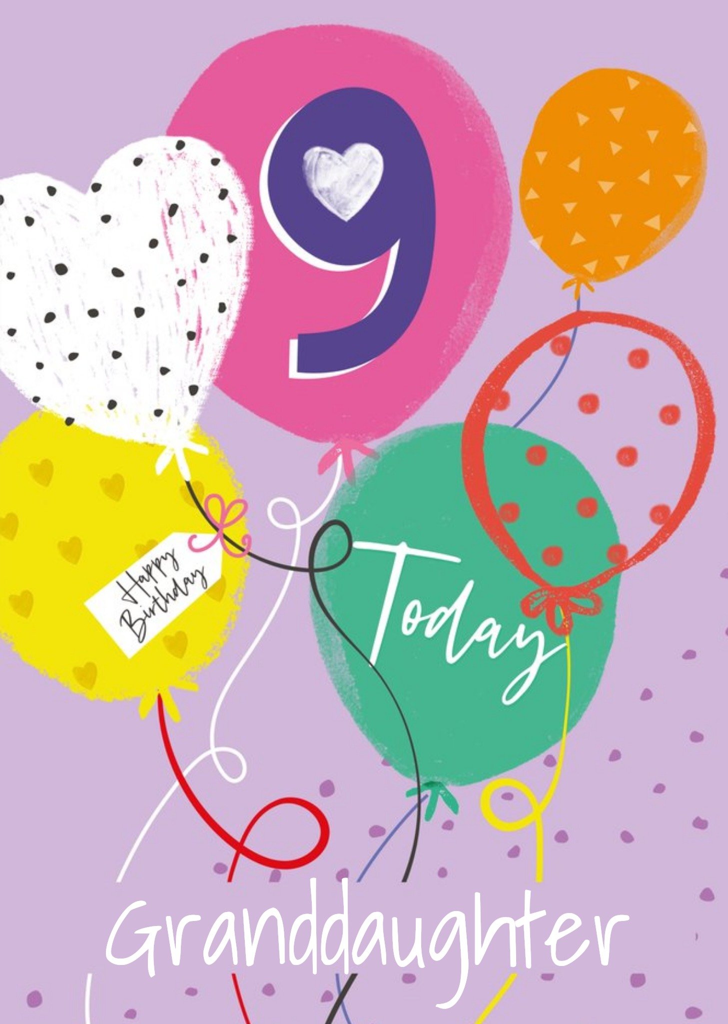 Moonpig Multicoloured Balloon Illustrations Grandaughter 9th Birthday Card