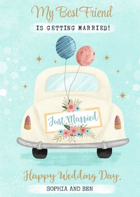 My Best Friend Is getting Married Cute Illustrated Wedding Day Card