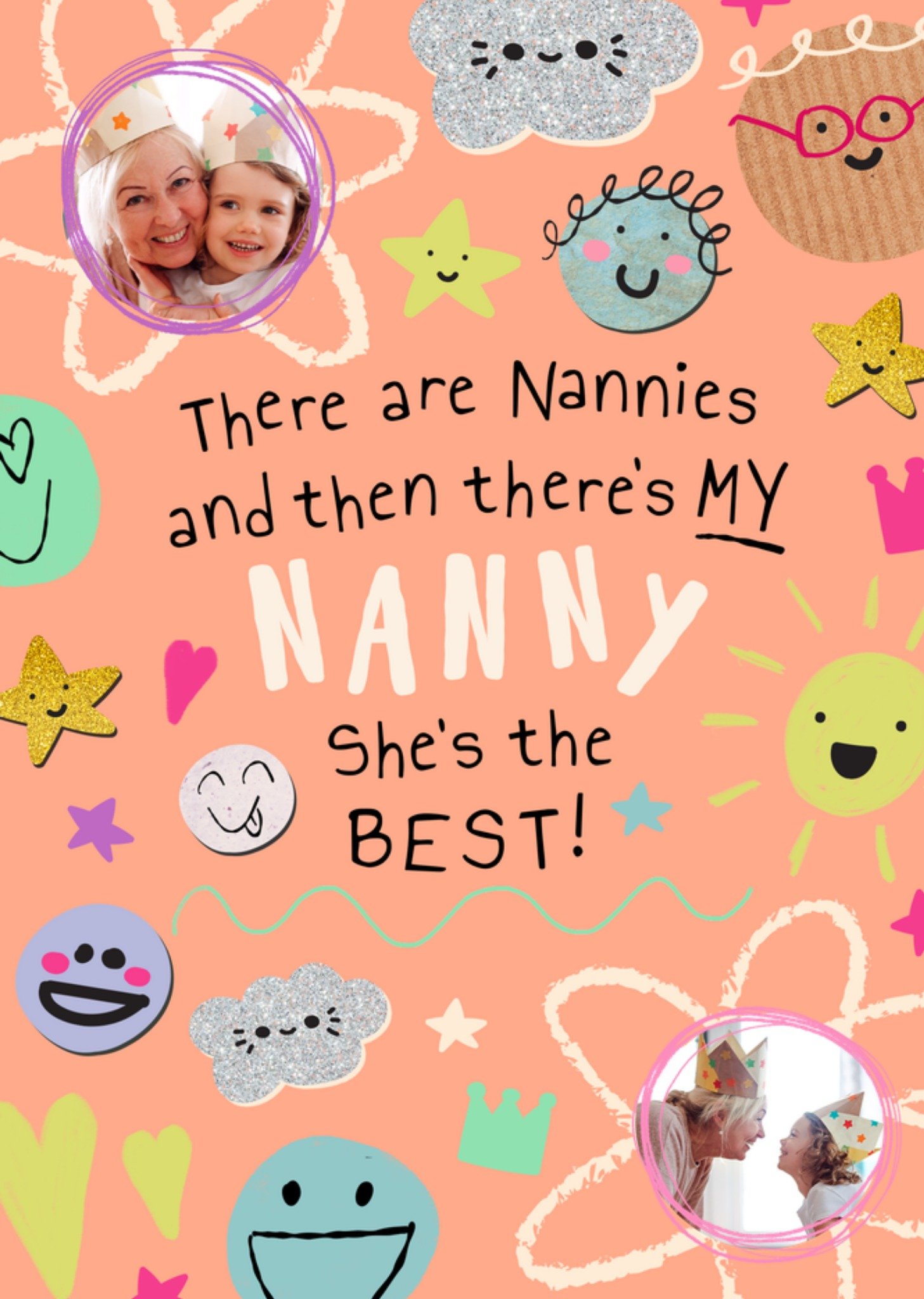 Moonpig Cute Doodle Illustrated Nanny Photo Upload Mother's Day Card