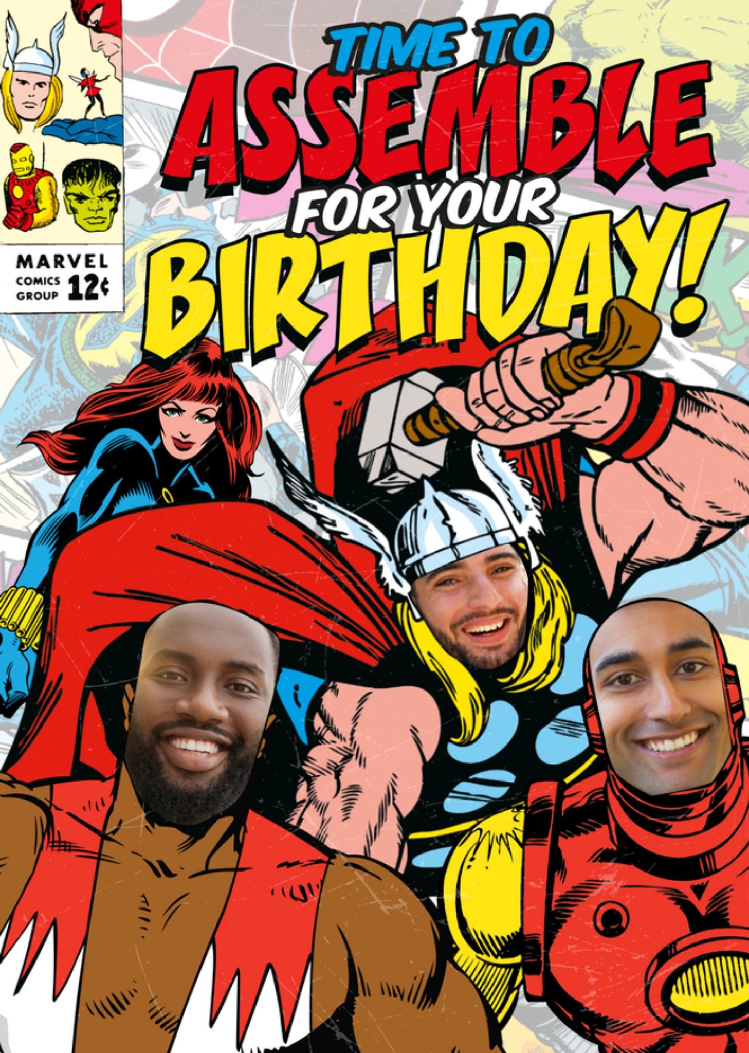 Marvel Time To Assemble For Your Birthday Face Upload Card