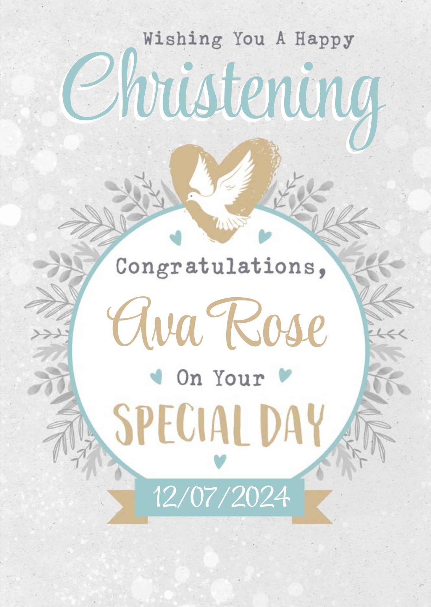 Moonpig Typographic Wishing You A Happy Christening Congratulations Card