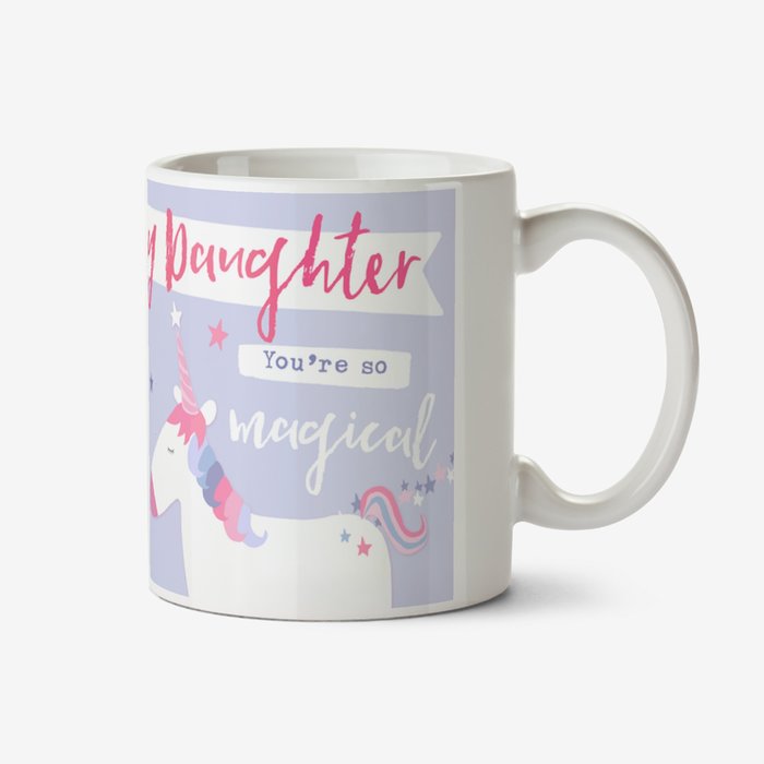 Lovely Daughter Unicorn And Rainbow Magical Photo Upload Birthday Mug