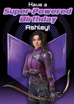 Photographic Image Of Kate Bishop Super Powered Hawkeye Birthday Card