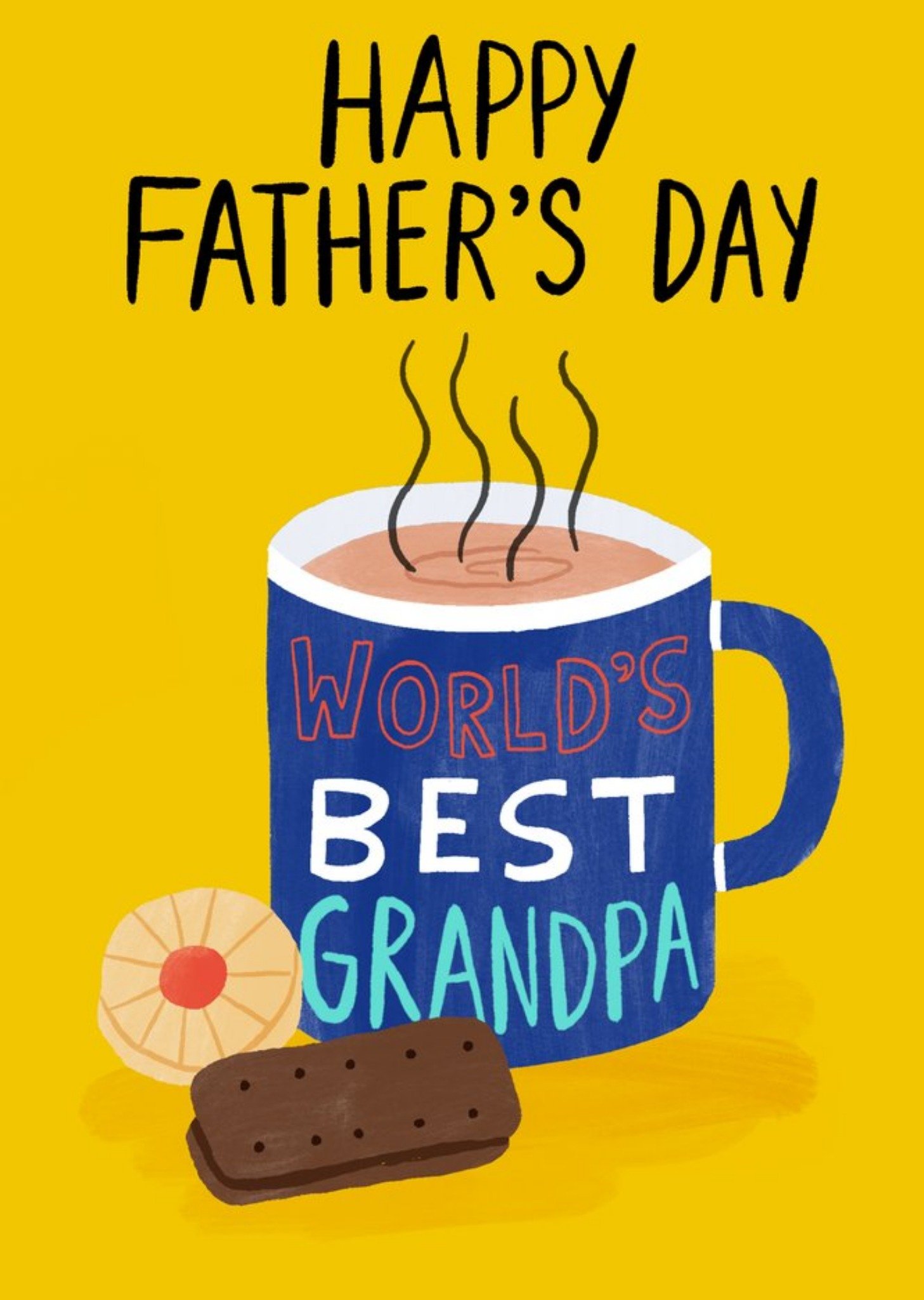 Moonpig Illustrated Tea And Biscuits Worlds Best Grandpa Fathers Day Card