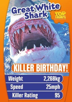 Top Trumps Great White Shark Killer Birthday Card