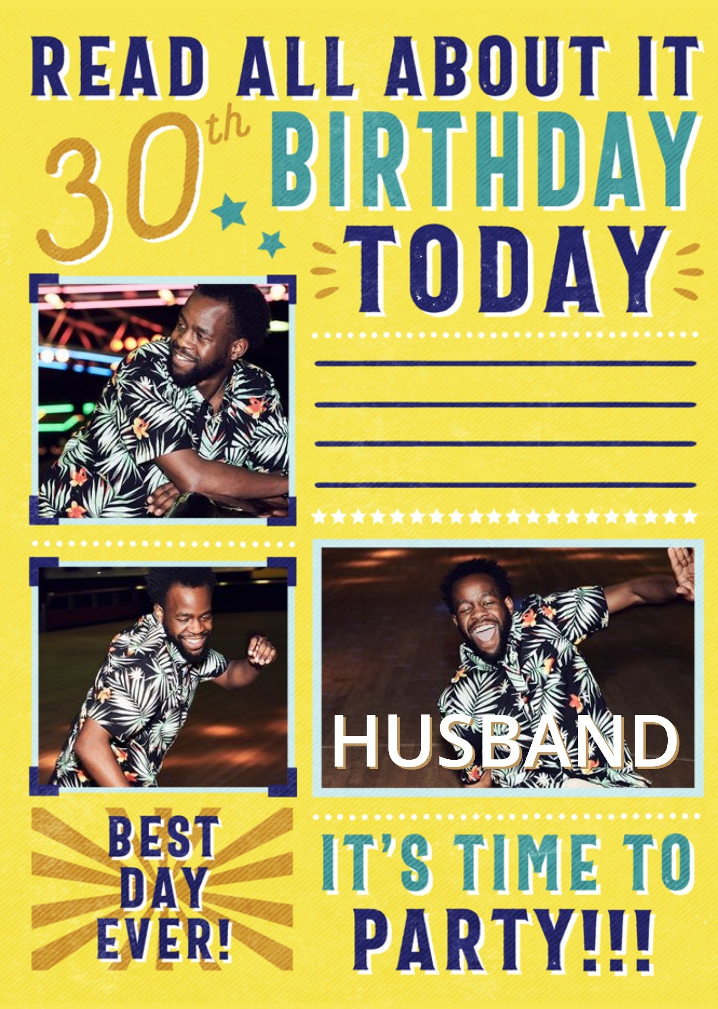 Moonpig Read All About It Spoof Newspaper Photo Upload Husband Birthday Card