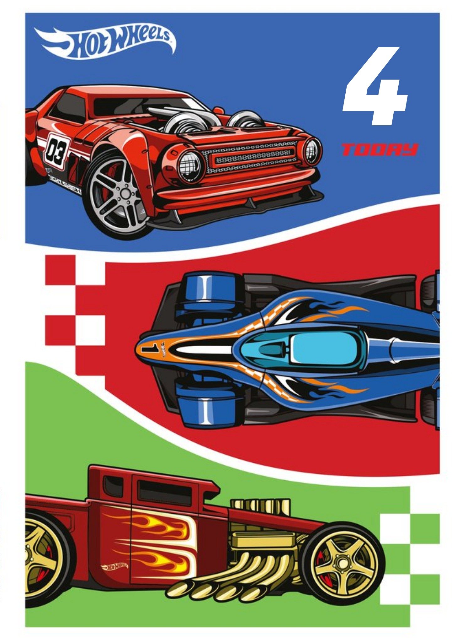Moonpig Hot Wheels Cars Age 4 Today Birthday Card