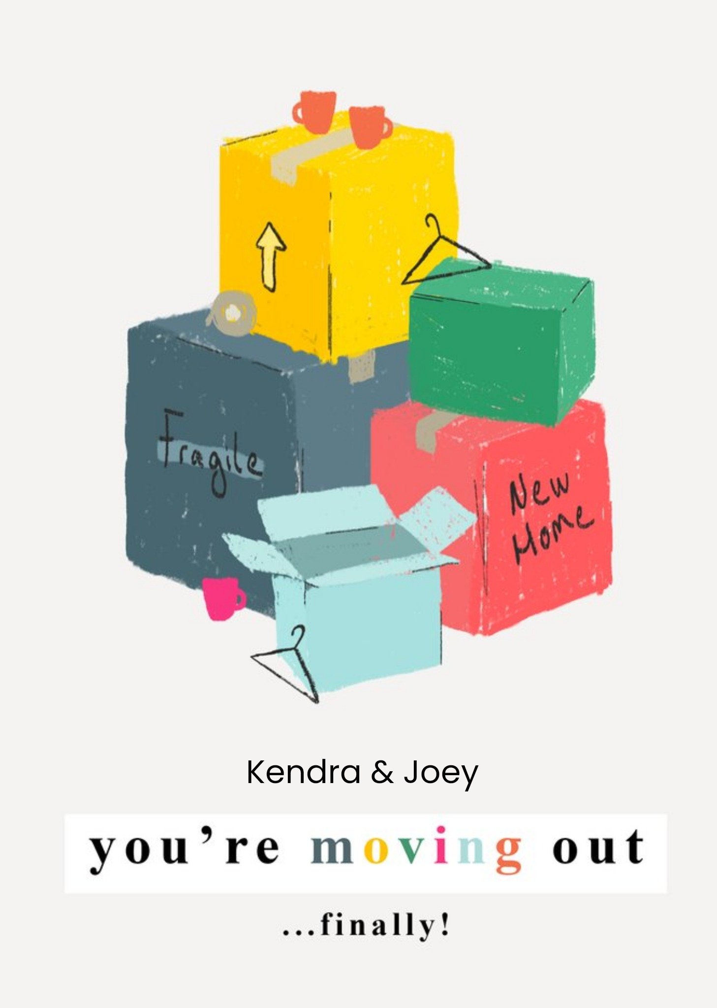 Moonpig Sketched You're Moving Out Finally New Home Card