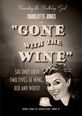 Film Noir Gone With The Wine Birthday Card