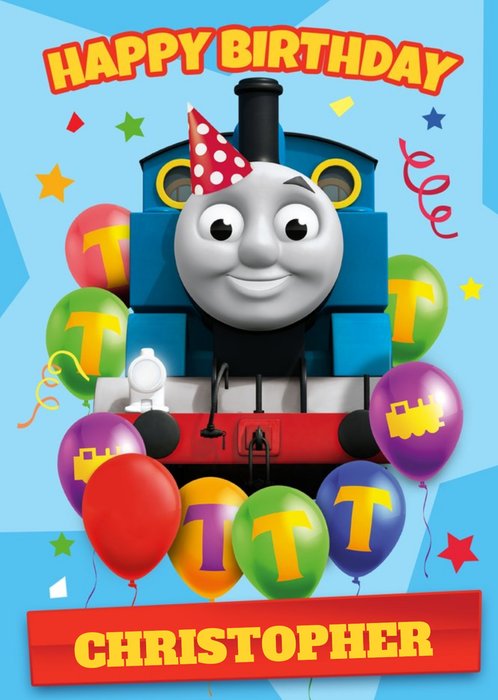 Thomas And Friends Balloons and Stars Birthday Card