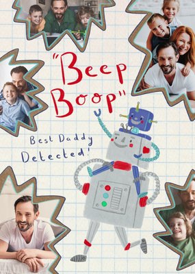 Beep Boop Best Daddy Detected Photo Upload Father's Day Card