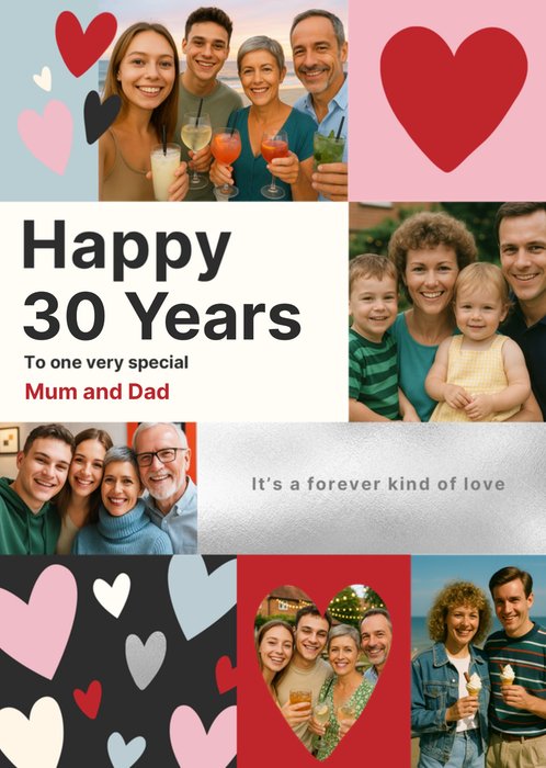 Special Mum & Dad Photo Upload 30th Anniversary Card