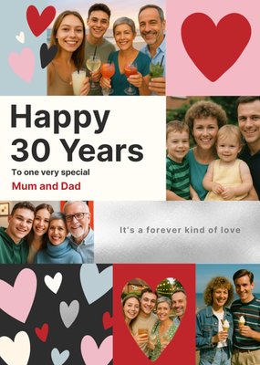 Special Mum & Dad Photo Upload 30th Anniversary Card