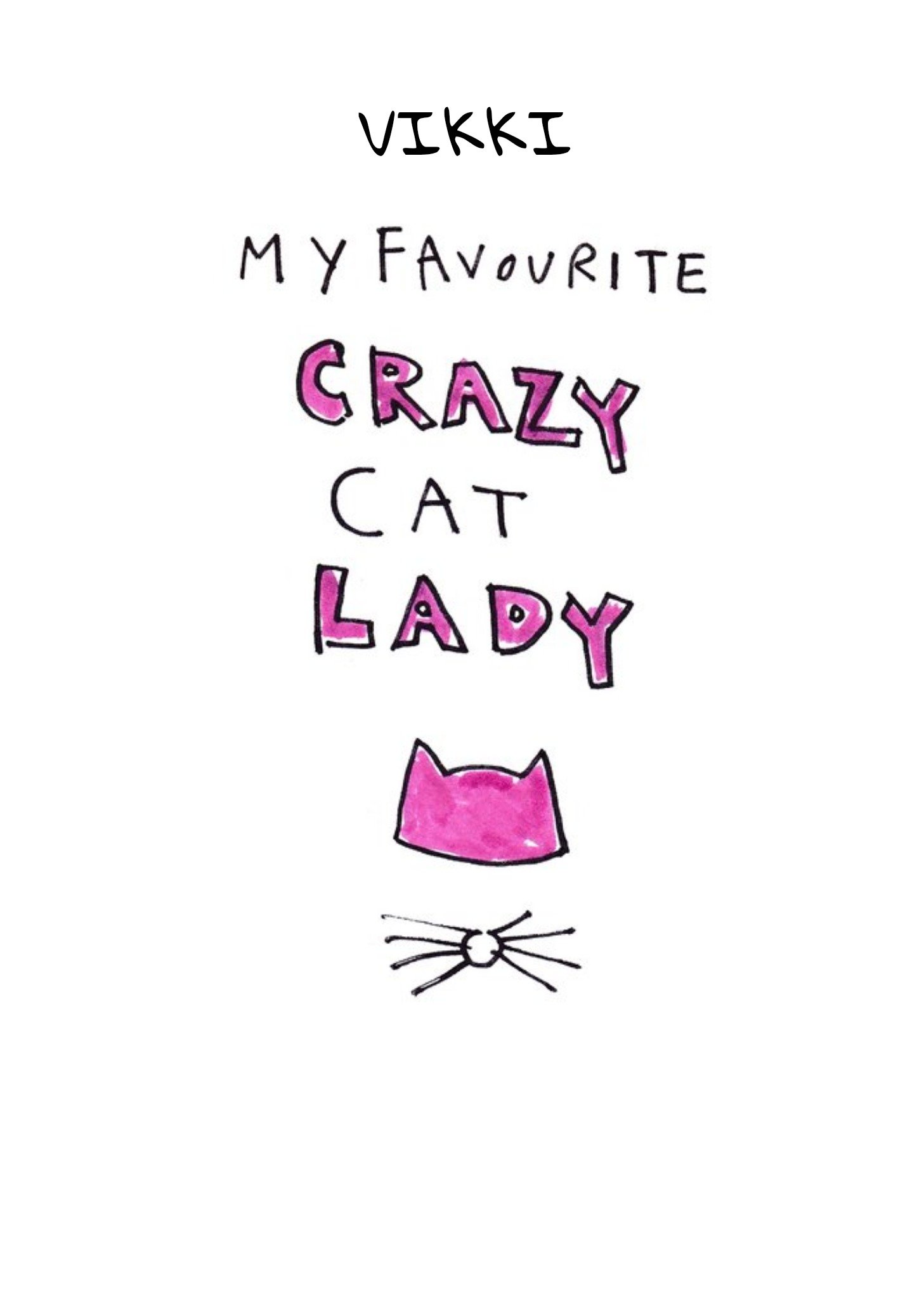 Moonpig Birthday Card - Cat Lady - Cats - Illustration