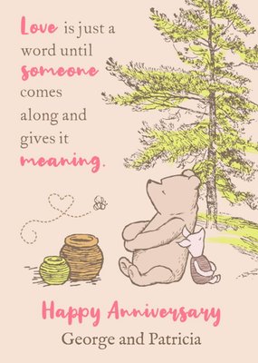 Winnie The Pooh Love Is Just A Word Anniversary Card