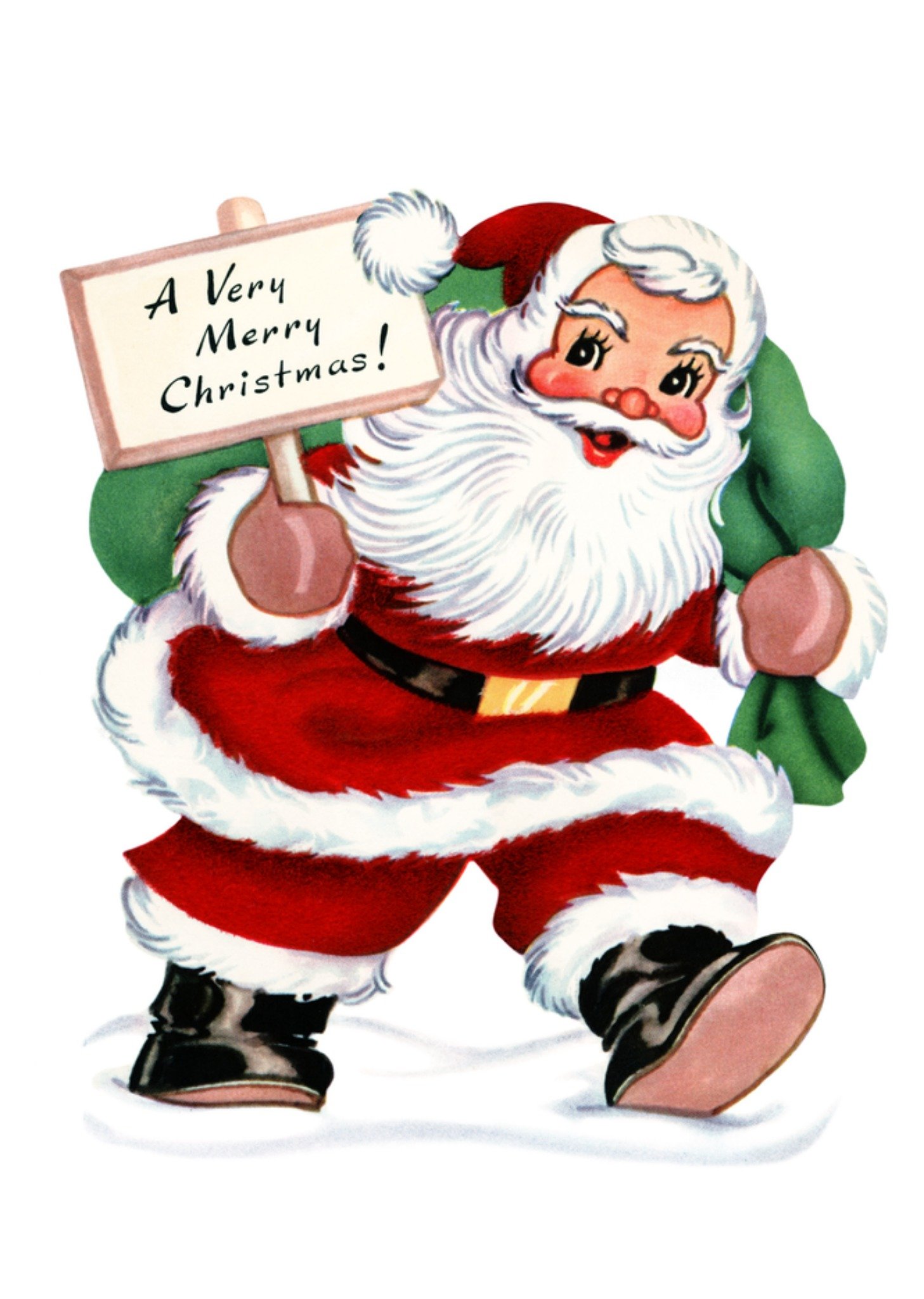 Moonpig Festive Illustrated Jolly Vintage Santa Christmas Card