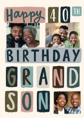 Happy 40th Birthday Grandson Photo Upload Card
