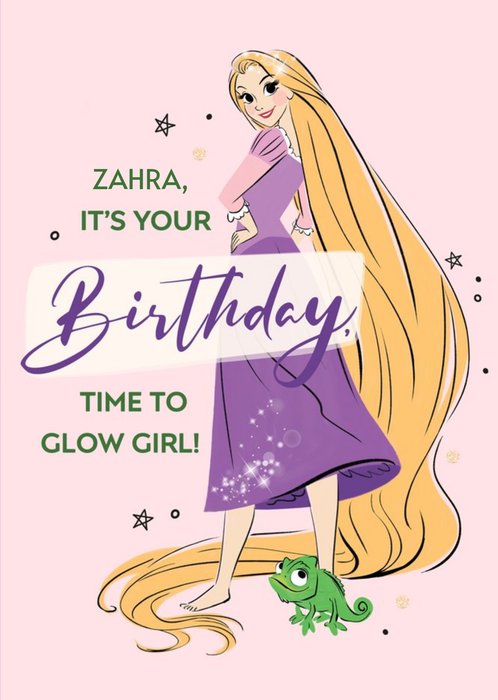 Disney Princess Rapunzel Time To Glow Birthday Card