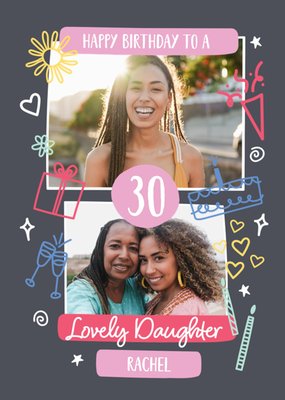 30th Lovely Daughter Birthday Photo Upload Card