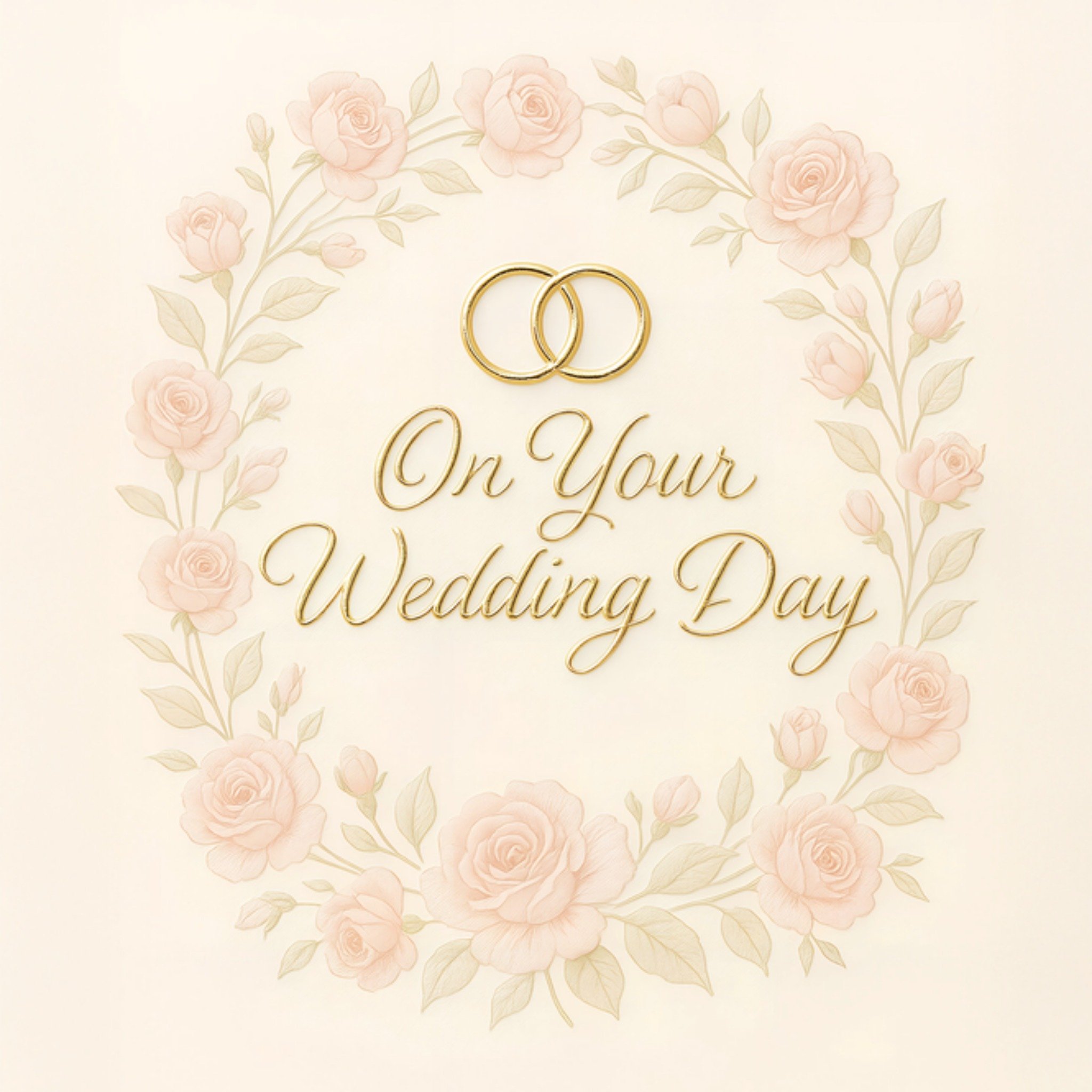 Moonpig Illustrated Floral Rings Wedding Card