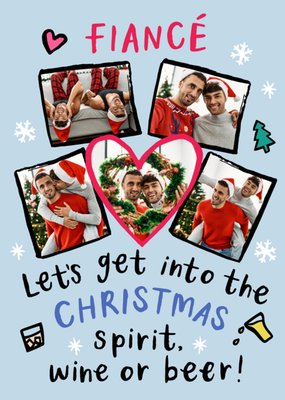 Christmas Spirit Collage Photo Upload Fiance Christmas Card