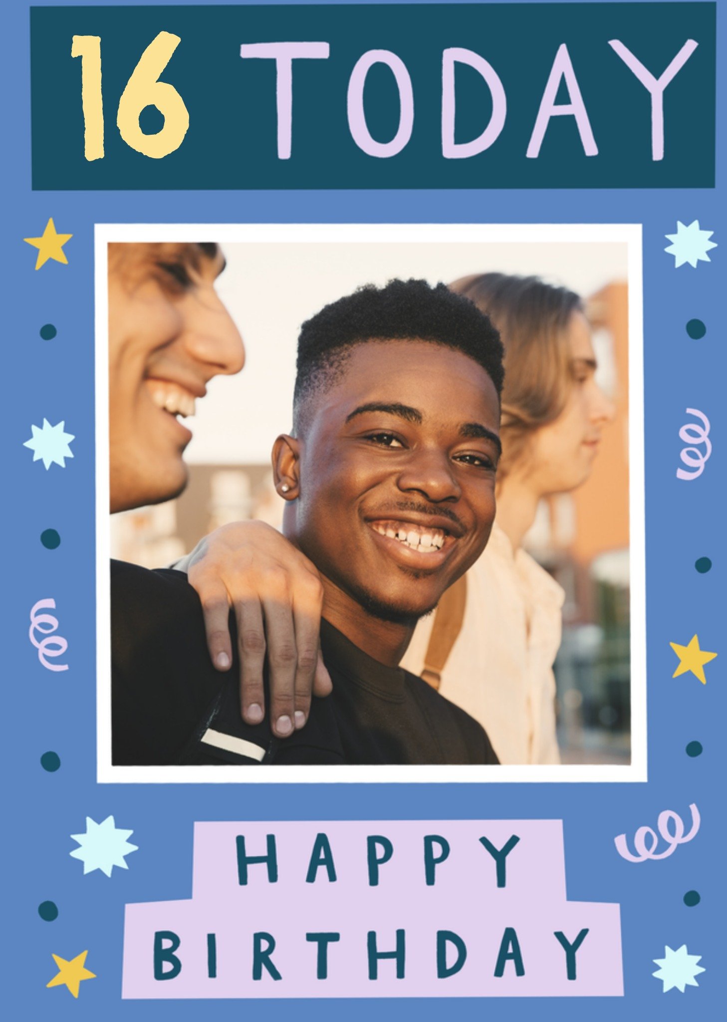 Stella Isaac Illustrations 16 Today Birthday Photo Upload Card In Blue And Green