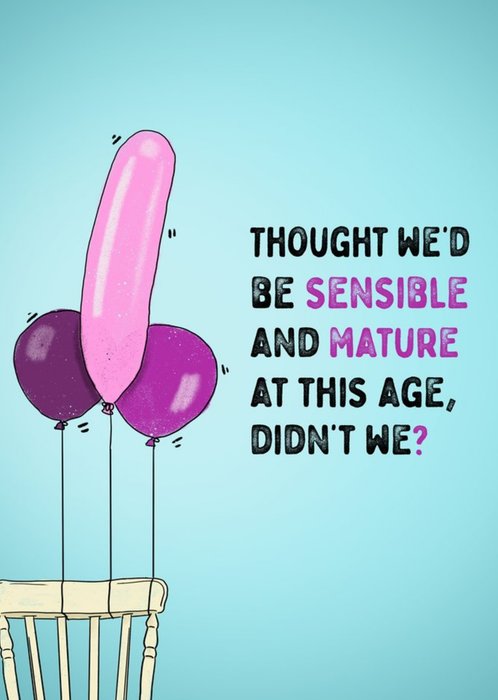 Funny Phallic Balloons Birthday Card