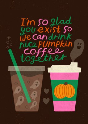 Sentimental Pumpkin Coffee Autumn Themed Friendship Card