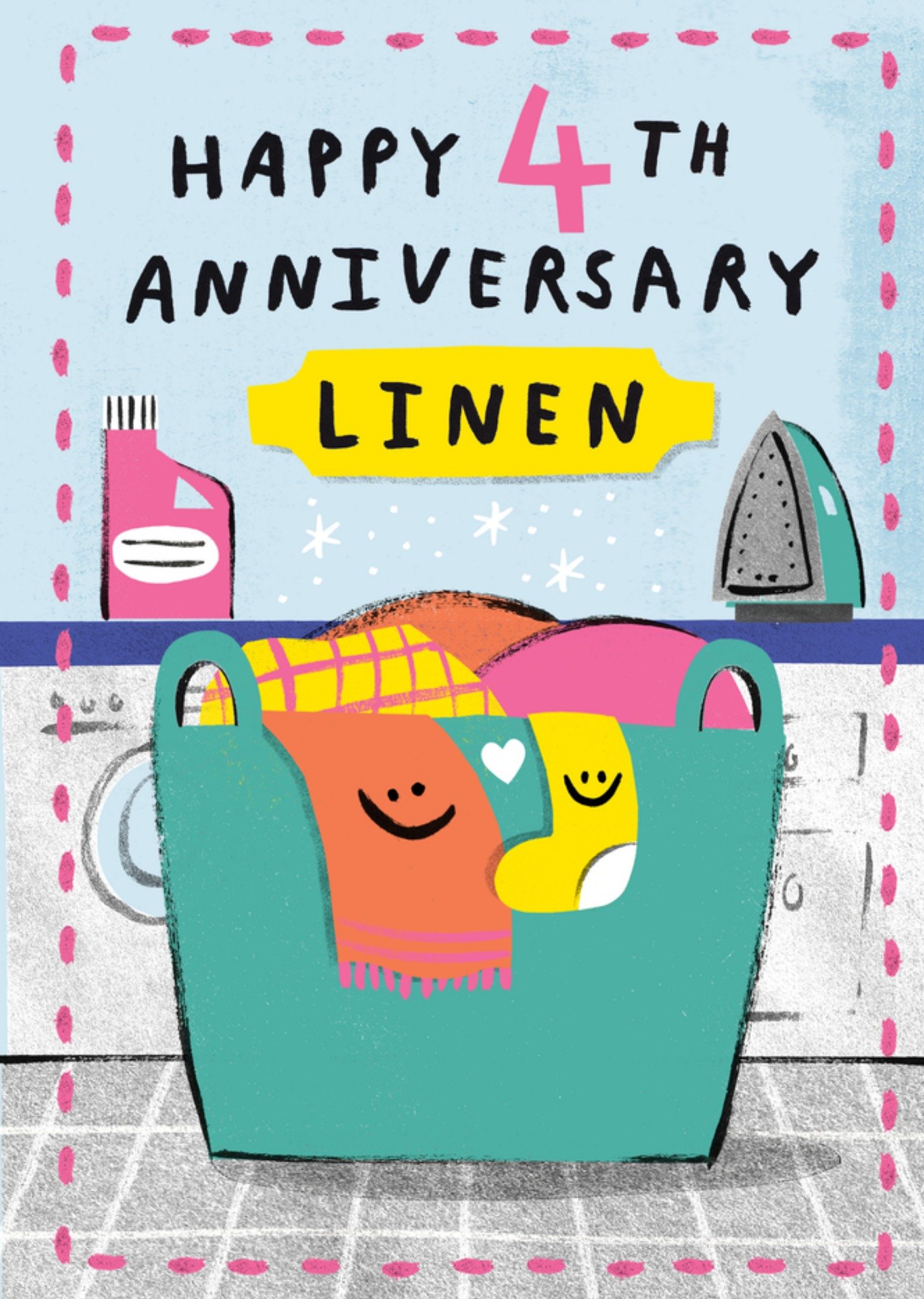 Moonpig Happy 4th Anniversary Linen Card