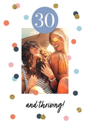 30 And Thriving Glitter Photo Upload Birthday Card