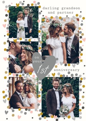 Darling Grandson And Partner 1st Anniversary Photo Upload Card