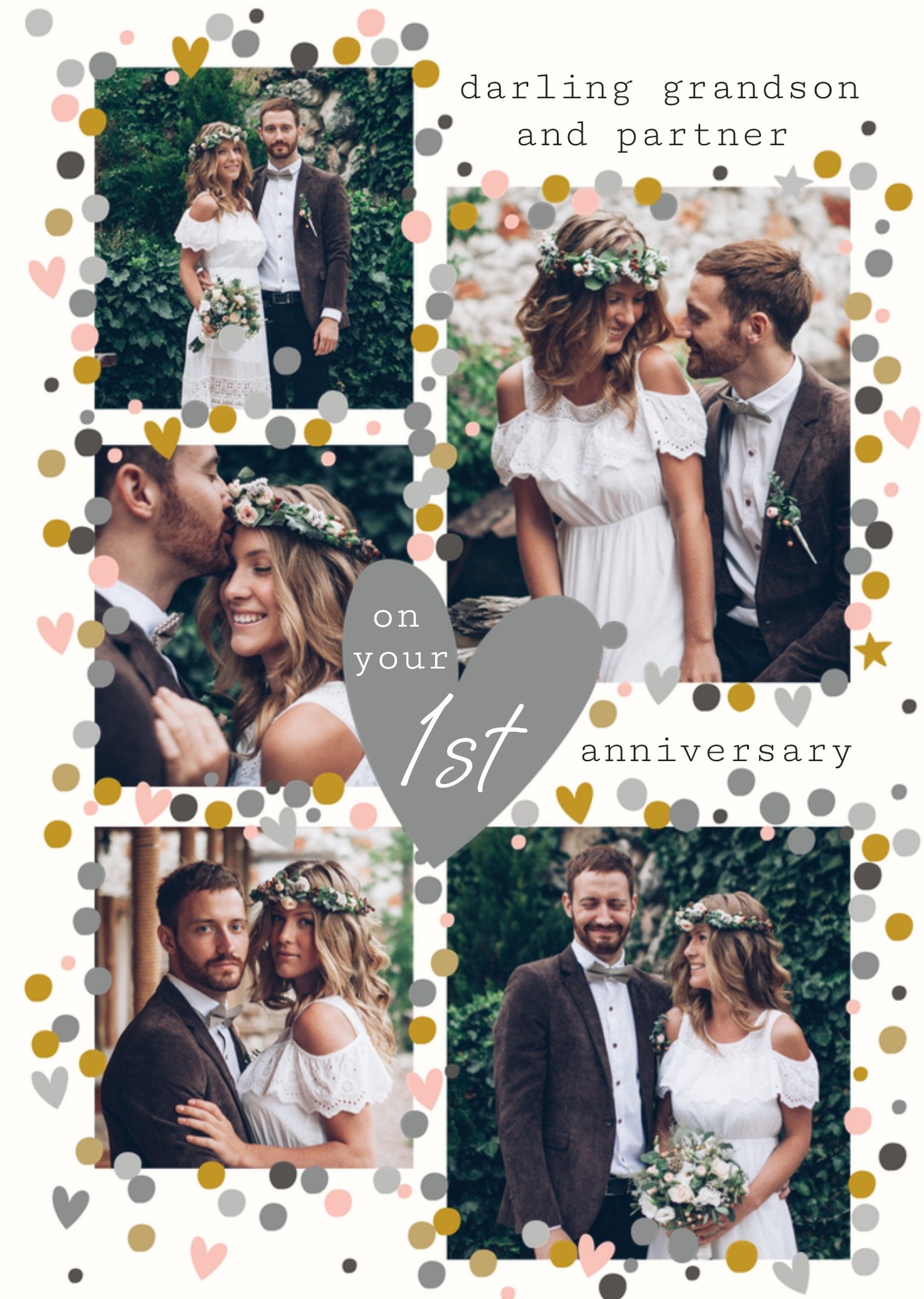 Moonpig Darling Grandson And Partner 1st Anniversary Photo Upload Card