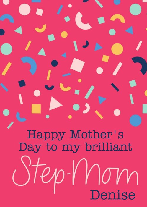 Typographic Happy Mothers Day To My Brillliant Step Mom Card