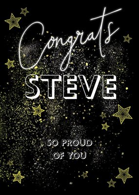 Bright Bold Typographic Star Design Congrats So Proud Of You Card 