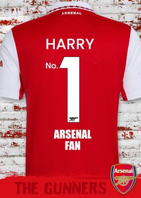 Arsenal Fan Personalise T-Shirt Birthday Card