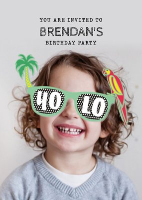 Tropical Sunglasses Photo Upload Birthday Party Invitation