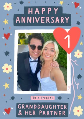 Special Granddaughter And Her Partner Photo Upload 1st Anniversary Card