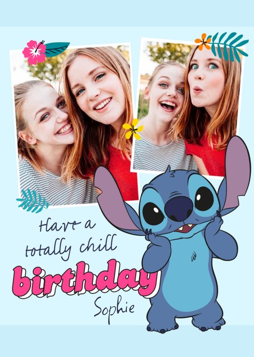 Disney Lilo And Stitch Photo Upload Totally Chill Birthday Card