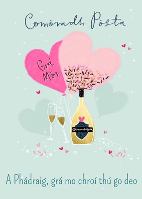 Cute illustrated Champagne and Glass Anniversary Card