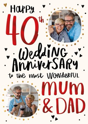 Happy 40th Wedding Anniversary Mum & Dad Photo Upload Card