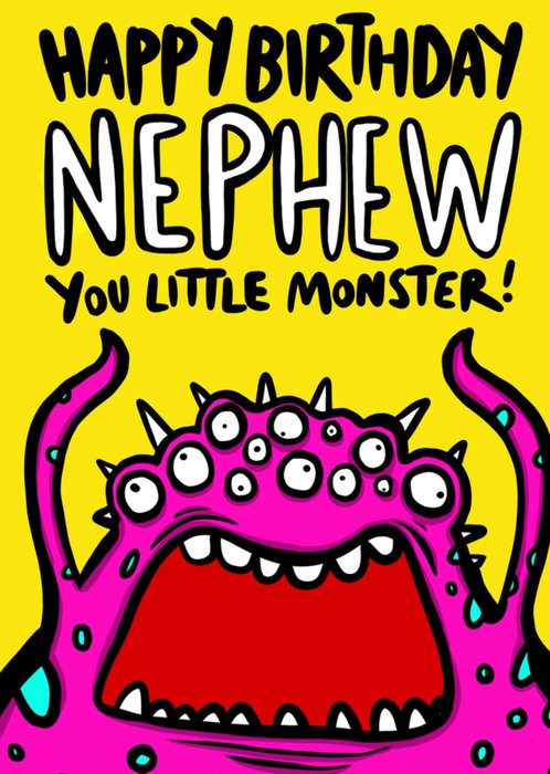 Nephew You Little Monster Illustrated Birthday Card