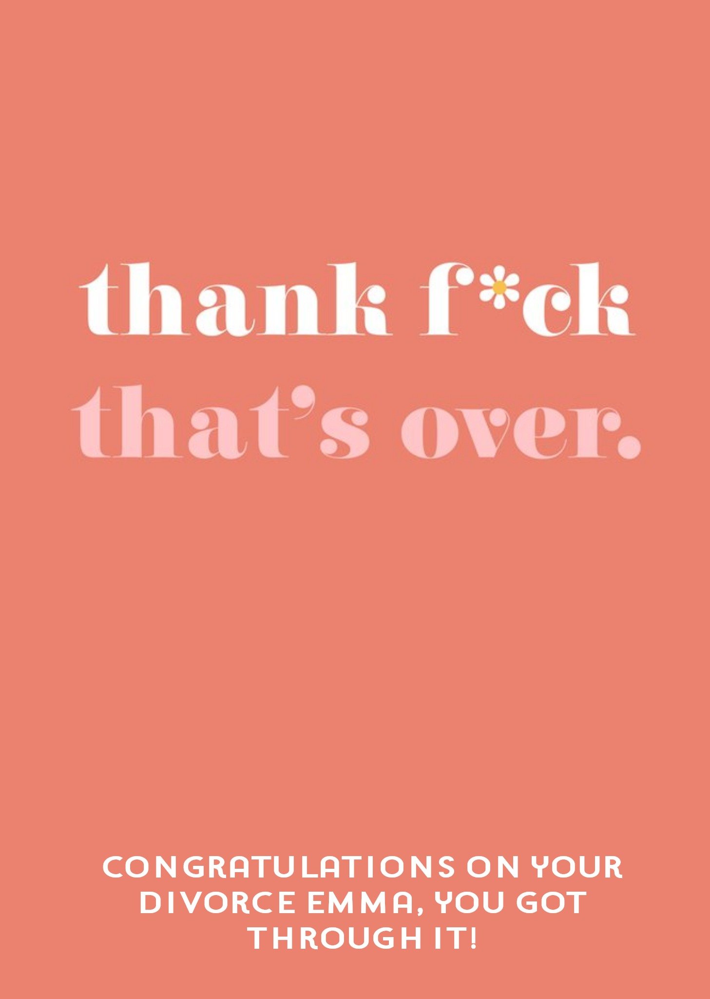 Moonpig Humourous Typography On A Pink Background Congratulations On You're Divorce Card