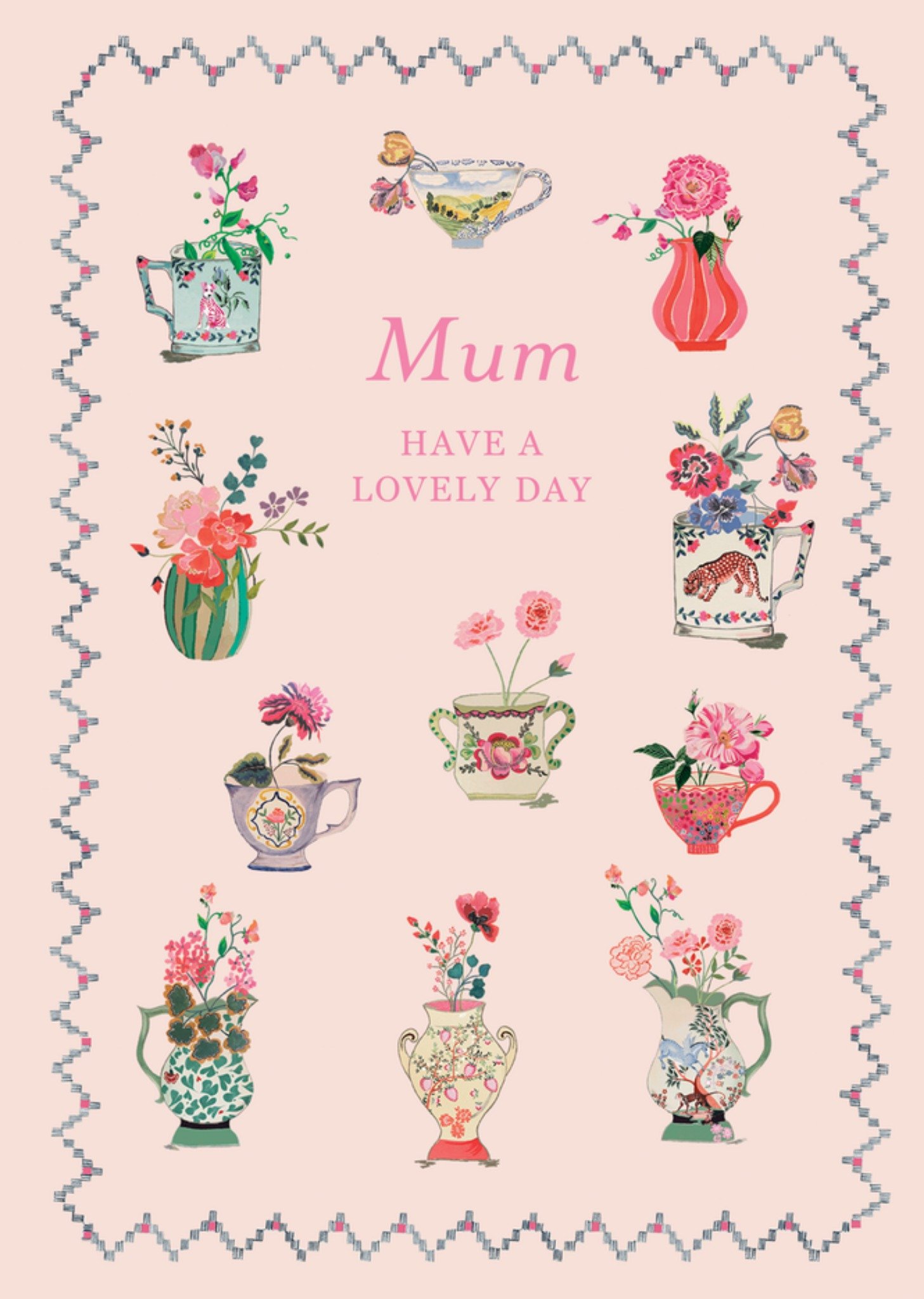 Cath Kidston Mum Have A Lovely Day Illustrated Birthday Card
