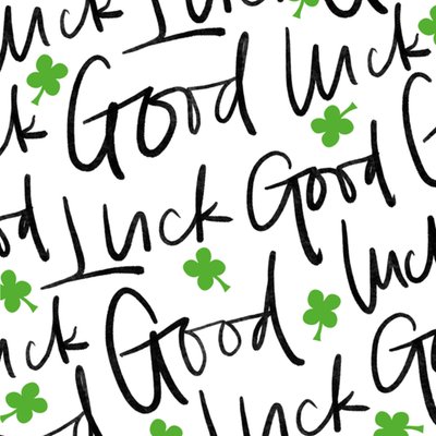 Typographic Shamrock Pattern Good Luck Card