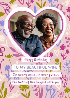 Beautiful Wife Photo Upload Birthday Card