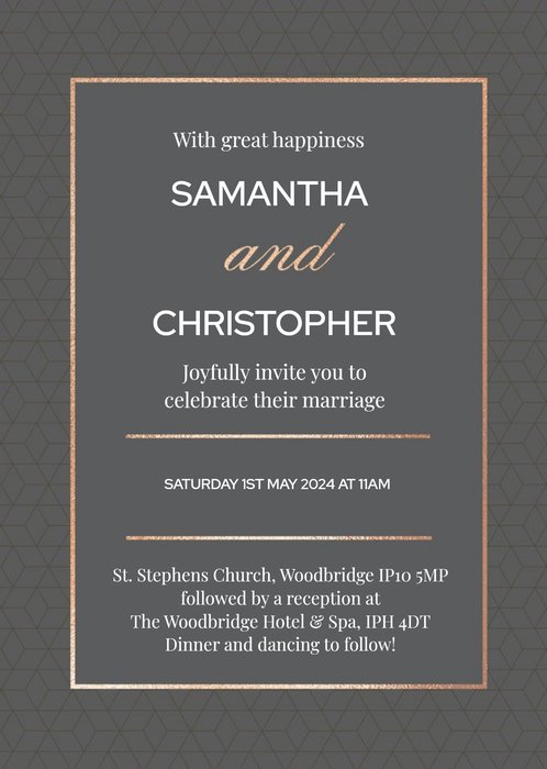 Geometric Pattern Graphic Typographic Wedding Invite Card