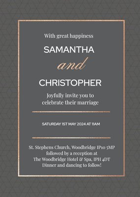 Geometric Pattern Graphic Typographic Wedding Invite Card