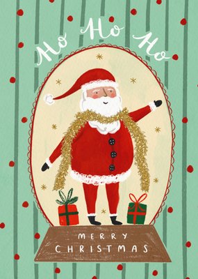 Traditional Illustration Father Christmas Ho Ho Ho Merry Christmas Card