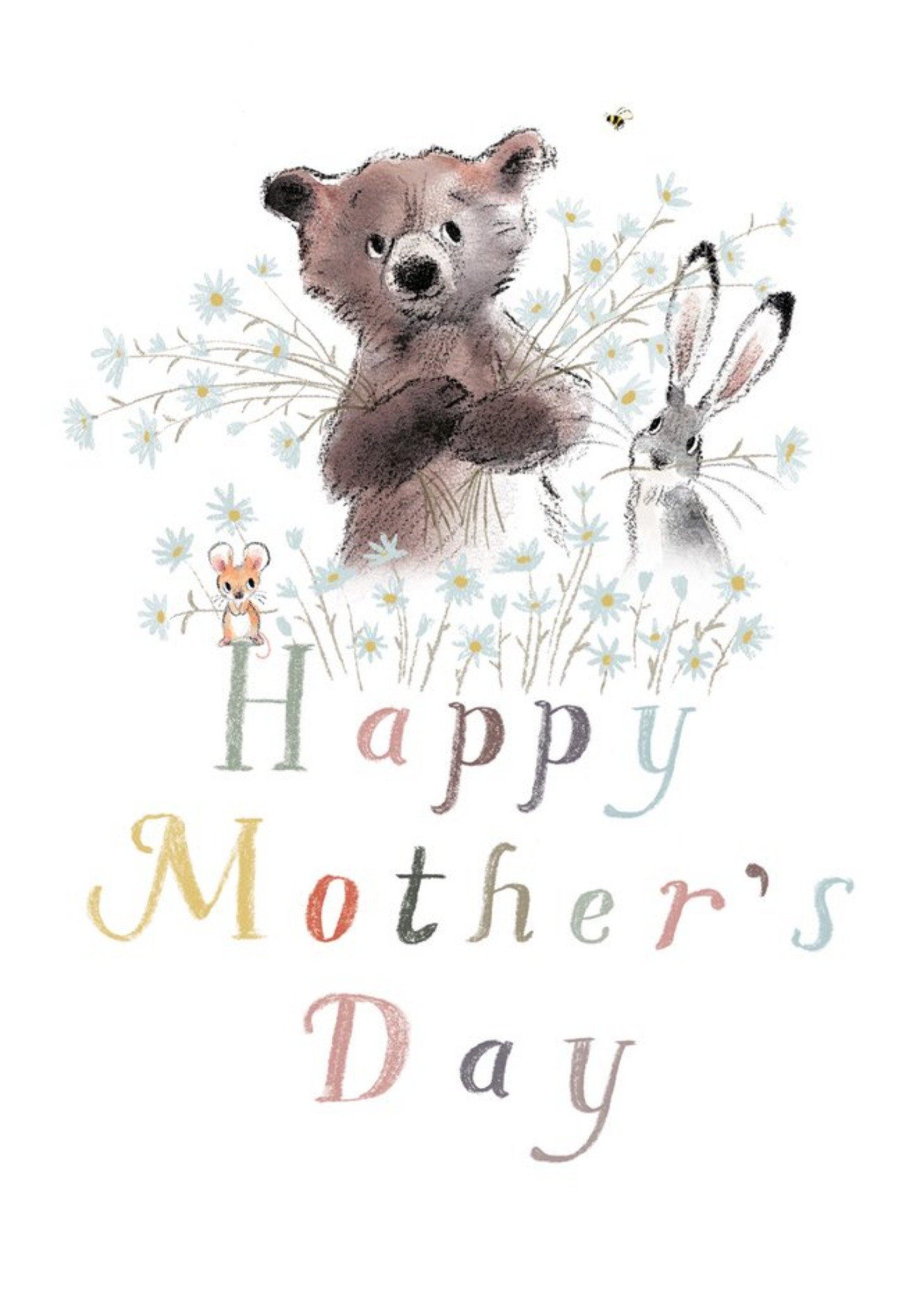 Moonpig Traditional Cute Illustrated Bear Hare And Mouse Mother's Day Card